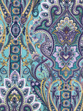 Paisley Pattern Cotton Fabric. Damask Mandala Colorful Floral Fabric