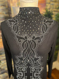 Sparkly crystals Black long sleeves blouse