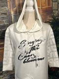 Elegant Sporty White Floral and Crystals Decorated Hoody Dress