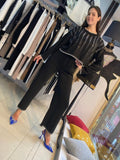 Dazzling with Rhinestones Knitted Tracksuit. Stylish & Unique 2 Piece Set