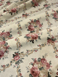 Victorian roses floral cotton. Vintage roses style cotton by the yard.