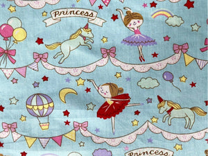 Princess Ballerina & Unicorns Kids Cotton Fabric