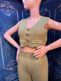 Luxury Beige outfit. Beautiful fashionable, comfortable. Crop top and long pants. Size small.