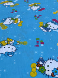 Blue Raspberry Hello Kitty with Cute Bows Cotton Fabric