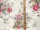 Vintage Romantic Floral Peony Roses Bouquet Cotton Fabric