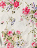 Vintage Romantic Floral Peony Roses Bouquet Cotton Fabric