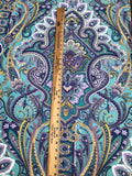 Paisley Pattern Cotton Fabric. Damask Mandala Colorful Floral Fabric