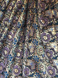 Purple & Gold Double Sided Brocade Jacquard Lace Fabric