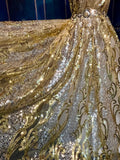 Gold & Silver Glitter Sequined Lace Fabric