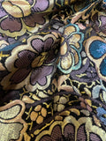 Purple & Gold Double Sided Brocade Jacquard Lace Fabric