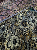 Purple & Gold Double Sided Brocade Jacquard Lace Fabric