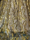 Gold & Silver Glitter Sequined Lace Fabric