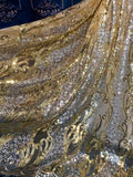 Gold & Silver Glitter Sequined Lace Fabric