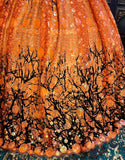 Glitter Orange, gold and silver holographic mesh sequined wedding lace BTY.