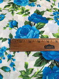 Romantic Victorian Blue Floral Roses Cotton