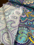 Paisley Pattern Cotton Fabric. Damask Mandala Colorful Floral Fabric