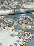 Vintage Shabby Chic Floral Cotton on Teal Color with Roses.