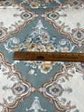 Vintage Shabby Chic Floral Cotton on Teal Color with Roses.