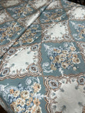 Vintage Shabby Chic Floral Cotton on Teal Color with Roses.