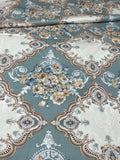 Vintage Shabby Chic Floral Cotton on Teal Color with Roses.