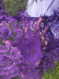 Iris Purple Wedding Lace with Pearls and Beads