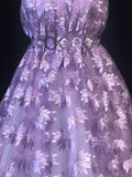 Lilac Purple Shimmering Floral Embroidered Lace with Beads