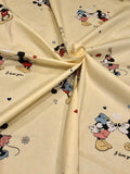 Disney Mickey and Minnie I Love You Yellow Cotton Fabric