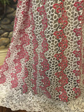 White and Pink Swirl Droplets Embroidered Lace Fabric