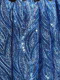 Luxury Blue Sequined Sparkly Lace
