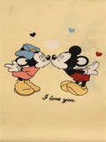 Disney Mickey and Minnie I Love You Yellow Cotton Fabric
