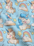 Blue Unicorn Kids Cotton Fabric