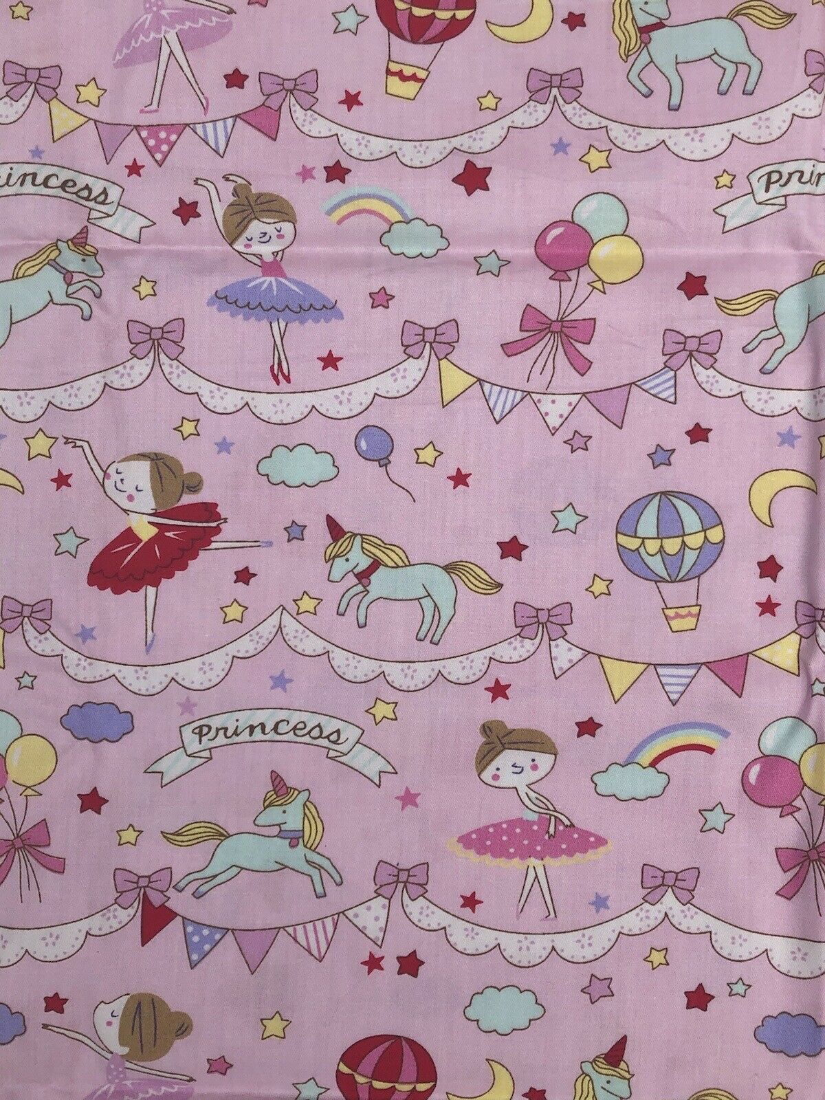 Princess Ballerina and Unicorns Kids Cotton Fabric
