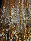Sunset Gold Sparkly Sequined Lace