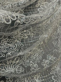 Sparkly Diamond White Sequined Floral Lace