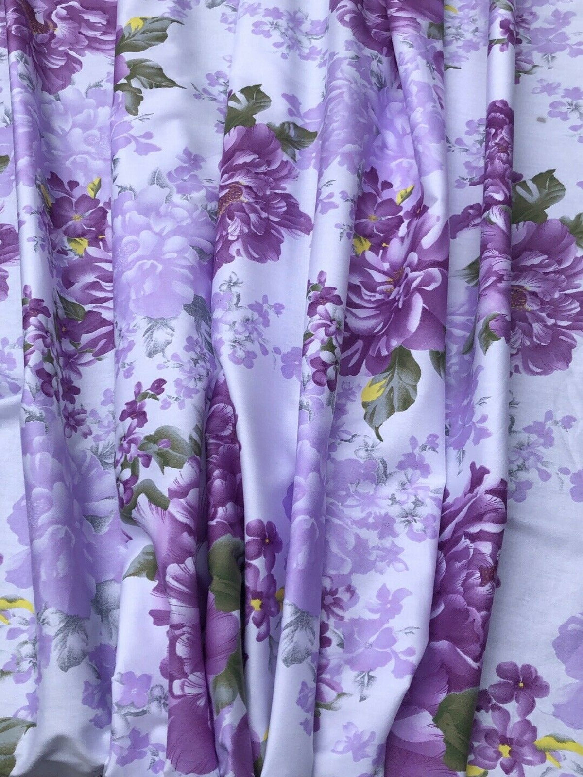 Vintage Peony and Lilac Floral Cotton