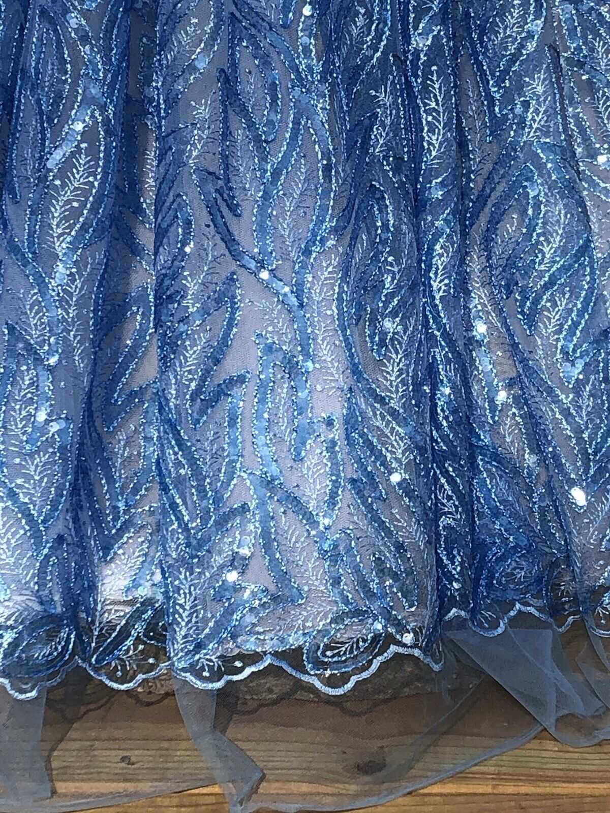 Luxury Blue Sequined Sparkly Lace