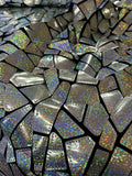 Silver Geometric Iridescent Holographic Lace Fabric
