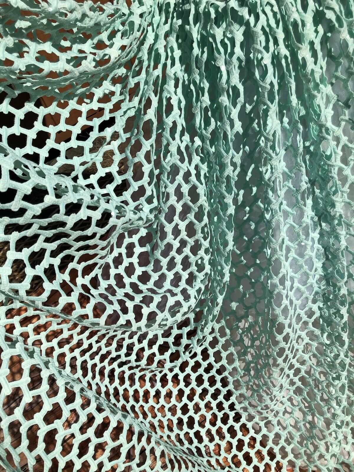 Sequined Mint Sparkly Net Lace