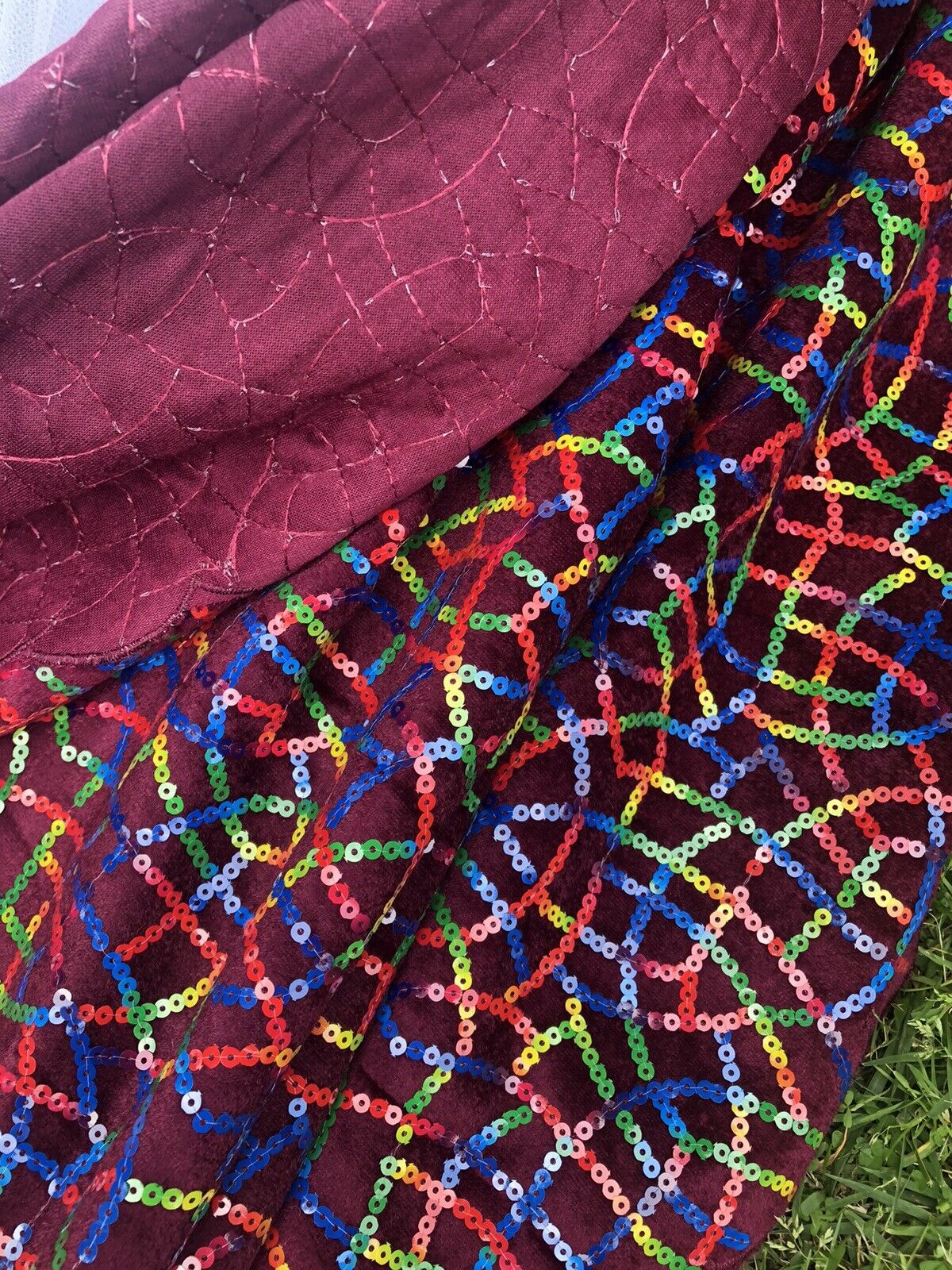 Velvet Sequins Fabric Embroidered with Sequins