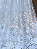 White Sparkly Holographic Sequined Lace Fabric