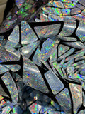 Silver Geometric Iridescent Holographic Lace Fabric