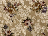 Vintage Chic Beige Small Rose Cotton