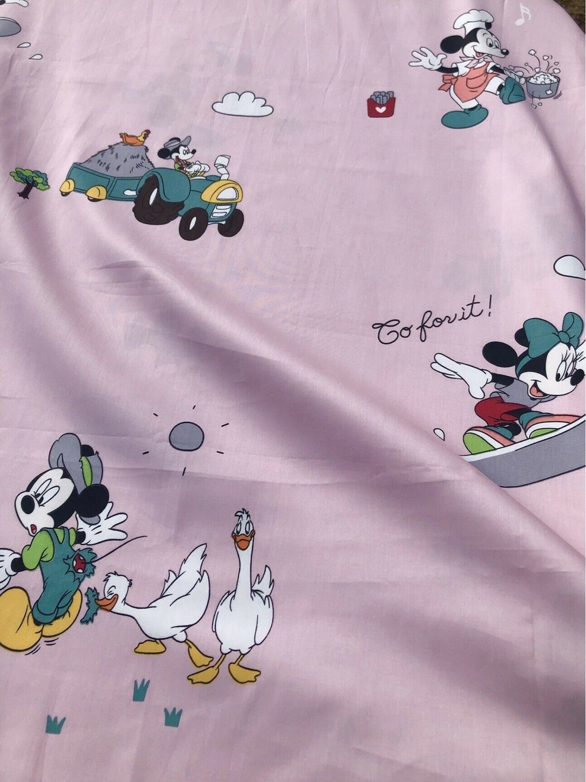 Farmer Mickey and Minnie Disney Cotton Fabric