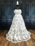 White Sequined Wedding Embroidered Lace