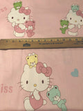 Cute Pink Hello Kitty with Teddy Bears Cotton Fabric