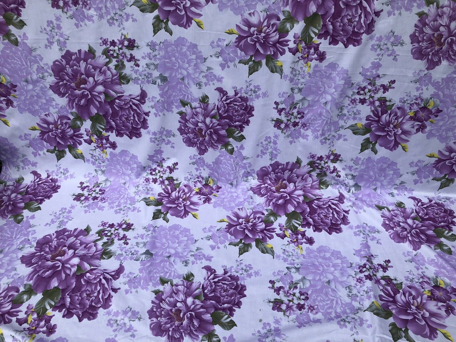 Vintage Peony and Lilac Floral Cotton