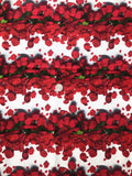 Red Rose Petals on White Background Floral Cotton