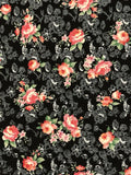 Spoonful Small Roses Black Cotton