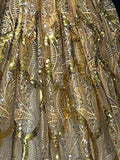 Shimmering Gold and Silver Abstract Ornament Sequined Lace