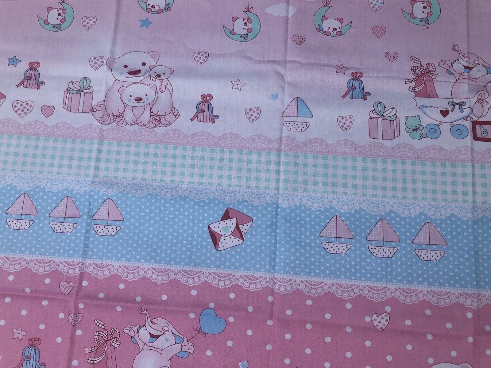 Teddy Bear, Elephant, and Stars Baby Cotton Fabric